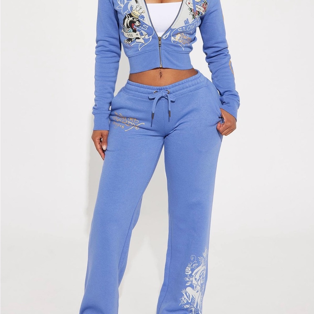 Ed Hardy Blue Flare Sweatpants